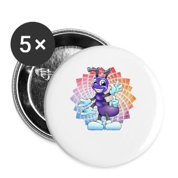 Ameise - Buttons klein 25 mm (5er Pack) - Weiß - Vorne