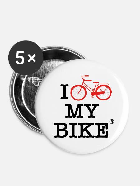 Ich liebe mein Fahrrad - Buttons klein 25 mm (5er Pack) - Weiß