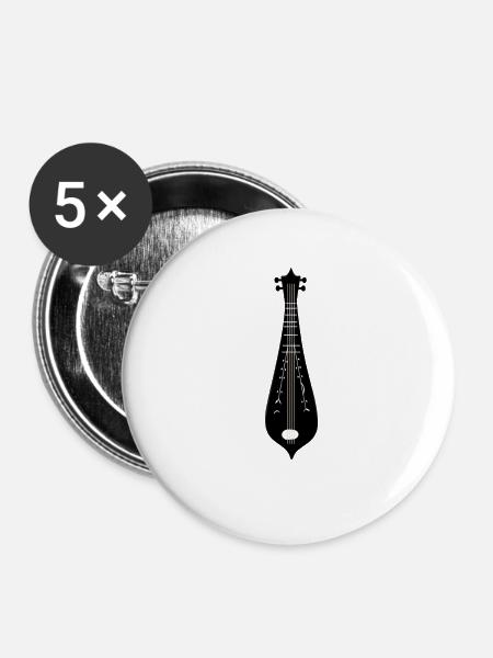 Dulcimer-Musiker Zupfinstrument Hammered Dulcimer - Buttons klein 25 mm (5er Pack) - Weiß
