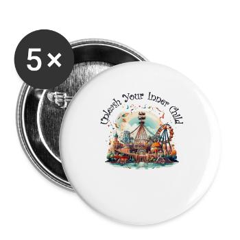 Amusement park, fairground, village festival - Buttons small 1''/25 mm (5-pack) - white - Front