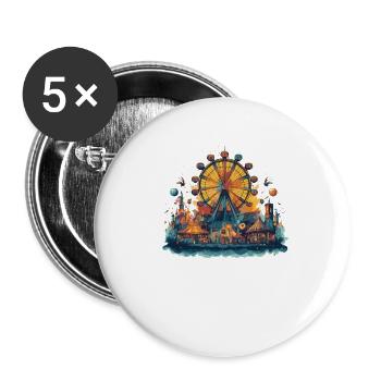 Amusement park, fairground, folk festival - Buttons small 1''/25 mm (5-pack) - white - Front
