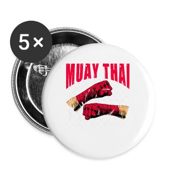 Muay Thaï - Lot de 5 petits badges (25 mm) - blanc - Devant