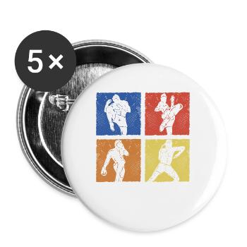 Muay Thaï - Lot de 5 petits badges (25 mm) - blanc - Devant