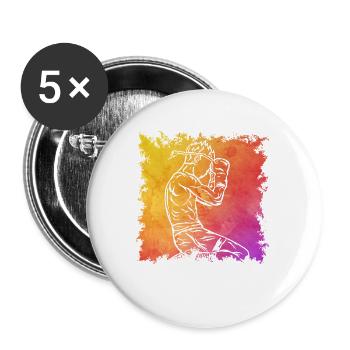 Muay Thaï - Lot de 5 petits badges (25 mm) - blanc - Devant
