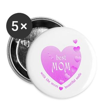 best mom mommy mother - Buttons klein 25 mm (5er Pack) - Weiß - Vorne
