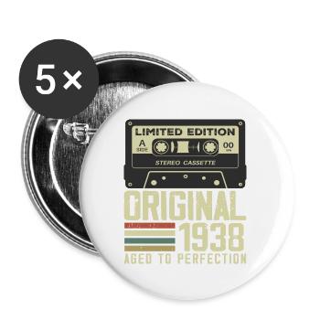 86. Jubiläumsgeschenk im Retro-Stil 1938 - Buttons klein 25 mm (5er Pack) - Weiß - Vorne