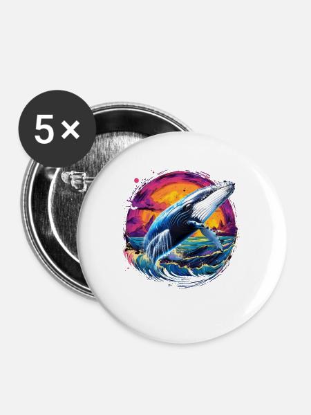 Blauwal - Buttons klein 25 mm (5er Pack) - Weiß