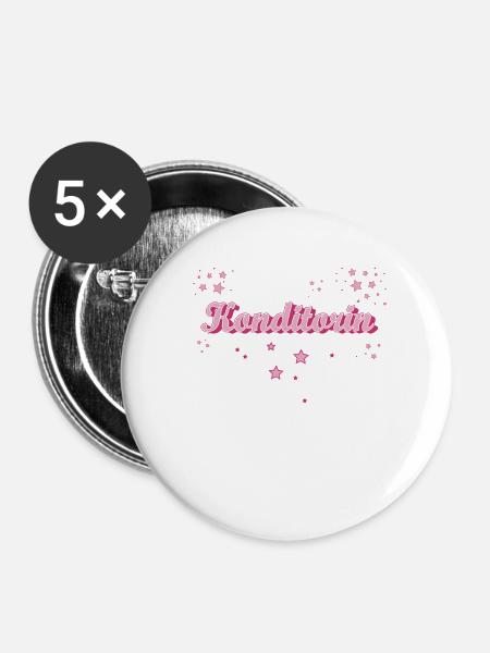 Bäcker Abschluss-Geschenk Konditorin - Buttons klein 25 mm (5er Pack) - Weiß