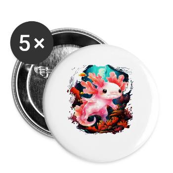 Axolotl - Buttons klein 25 mm (5er Pack) - Weiß - Vorne