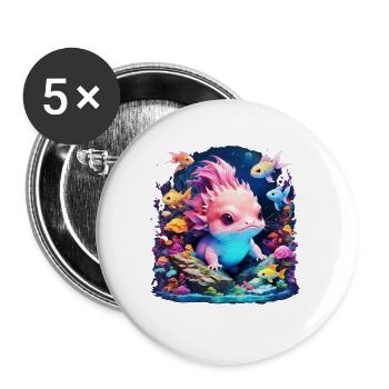 Axolotl - Buttons klein 25 mm (5er Pack) - Weiß - Vorne