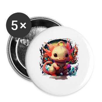 Axolotl - Buttons klein 25 mm (5er Pack) - Weiß - Vorne