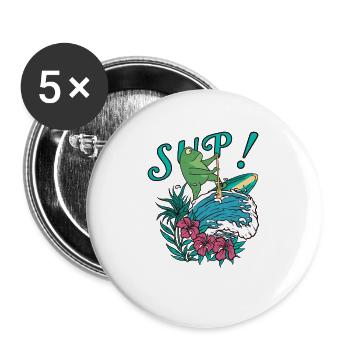 SUP paddleboarding Stand Up Paddle Frosch surfing - Buttons klein 25 mm (5er Pack) - Weiß - Vorne