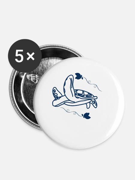 Schildkröte / Kriechtier - Reptilie - Buttons klein 25 mm (5er Pack) - Weiß