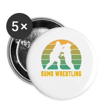 Lutte de sumo - Lot de 5 petits badges (25 mm) - blanc - Devant