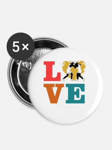 Wrestling-Liebe - Buttons klein 25 mm (5er Pack) - Weiß