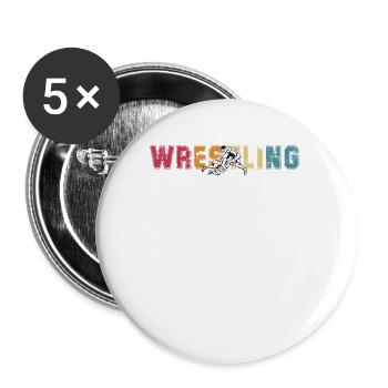 Wrestling - Buttons klein 25 mm (5er Pack) - Weiß - Vorne