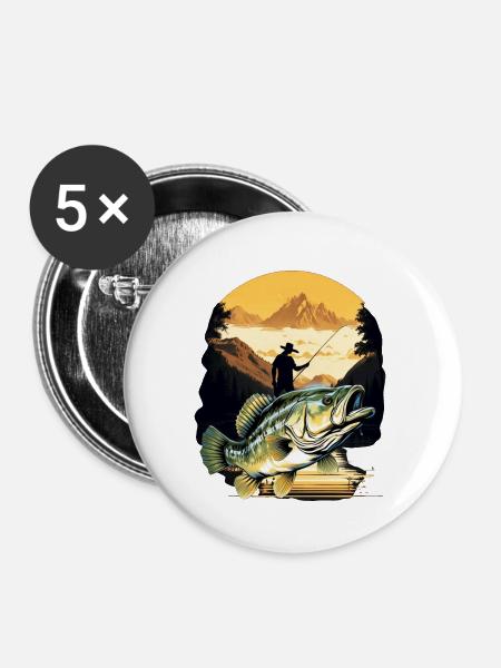 Barschfisch - Buttons klein 25 mm (5er Pack) - Weiß