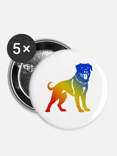Rottweiler Hund - Buttons klein 25 mm (5er Pack) - Weiß