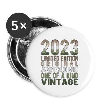Limited Edition since 2023 Birthday Vintage 2023 - Buttons small 1''/25 mm (5-pack) - white - Front