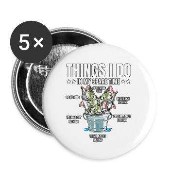Ce que je fais pendant mon temps libre - Lot de 5 petits badges (25 mm) - blanc - Devant