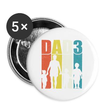 Dad of three children - Buttons small 1''/25 mm (5-pack) - white - Front