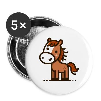 Friendly Stick Figure Horse - Buttons small 1''/25 mm (5-pack) - white - Front