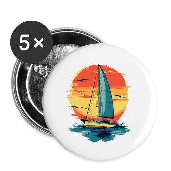 Segelboot Design - Buttons klein 25 mm (5er Pack) - Weiß - Vorne