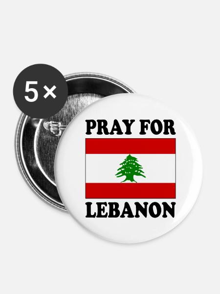 Libanon - Pray for lebanon - Buttons klein 25 mm (5er Pack) - Weiß