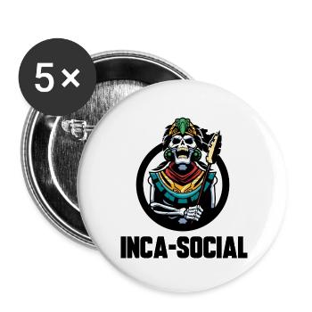 INCA SOCIAL - Lot de 5 petits badges (25 mm) - blanc - Devant