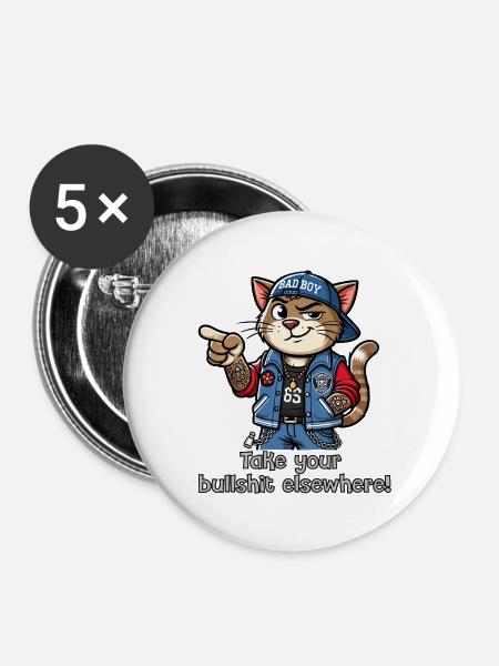 Bring deinen Bullshit woanders hin! - Buttons klein 25 mm (5er Pack) - Weiß