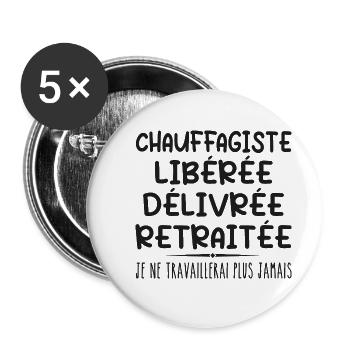 Heating engineer celebrates his retirement with humour - Buttons small 1''/25 mm (5-pack) - white - Front