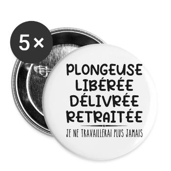 Plongeuse célèbre sa retraite avec humour cadeau - Lot de 5 petits badges (25 mm) - blanc - Devant
