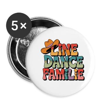Line Dance Familie. Die ganze Familie tanzt - Buttons klein 25 mm (5er Pack) - Weiß - Vorne