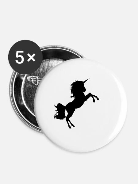 Wildes Einhorn - Buttons klein 25 mm (5er Pack) - Weiß