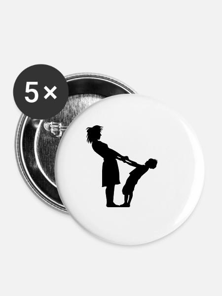 Mutter und Kind - Buttons klein 25 mm (5er Pack) - Weiß