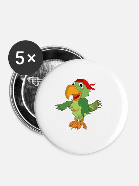 Papagei - Buttons klein 25 mm (5er Pack) - Weiß