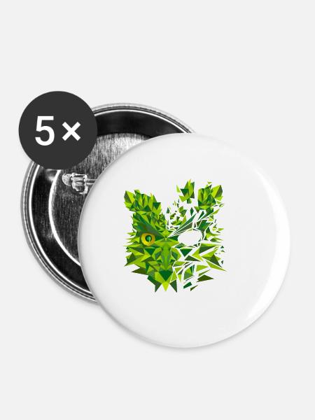 Eule Grün - Buttons klein 25 mm (5er Pack) - Weiß