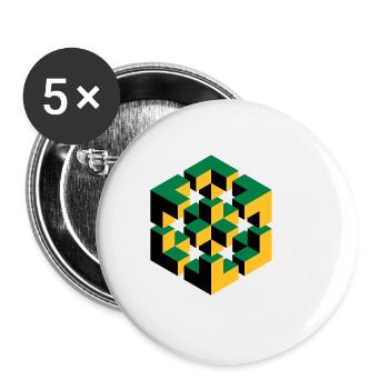 unmögliche Figur Escher Würfel Geometrie Phantasie - Buttons klein 25 mm (5er Pack) - Weiß - Vorne