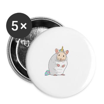 Hamster in a Unicorn Costume - Rodent Lovers - Buttons small 1''/25 mm (5-pack) - white - Front