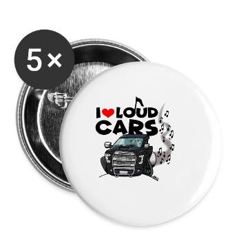 0433 Ich liebe laute Autos (auf weiß) - Buttons klein 25 mm (5er Pack) - Weiß - Vorne