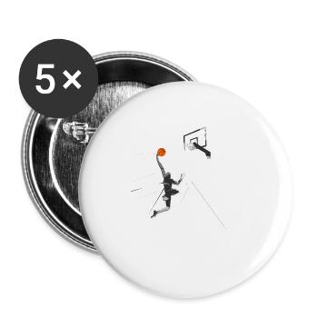 basket-ball - Lot de 5 petits badges (25 mm) - blanc - Devant