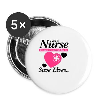 Krankenschwester Save Lives Black Pink - Buttons klein 25 mm (5er Pack) - Weiß - Vorne