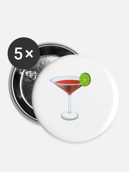 Roter Cocktail mit Limette - Buttons klein 25 mm (5er Pack) - Weiß