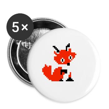 Fuchs Fox Pfote Pixel Retro Design Shirt Geschenk - Buttons klein 25 mm (5er Pack) - Weiß - Vorne