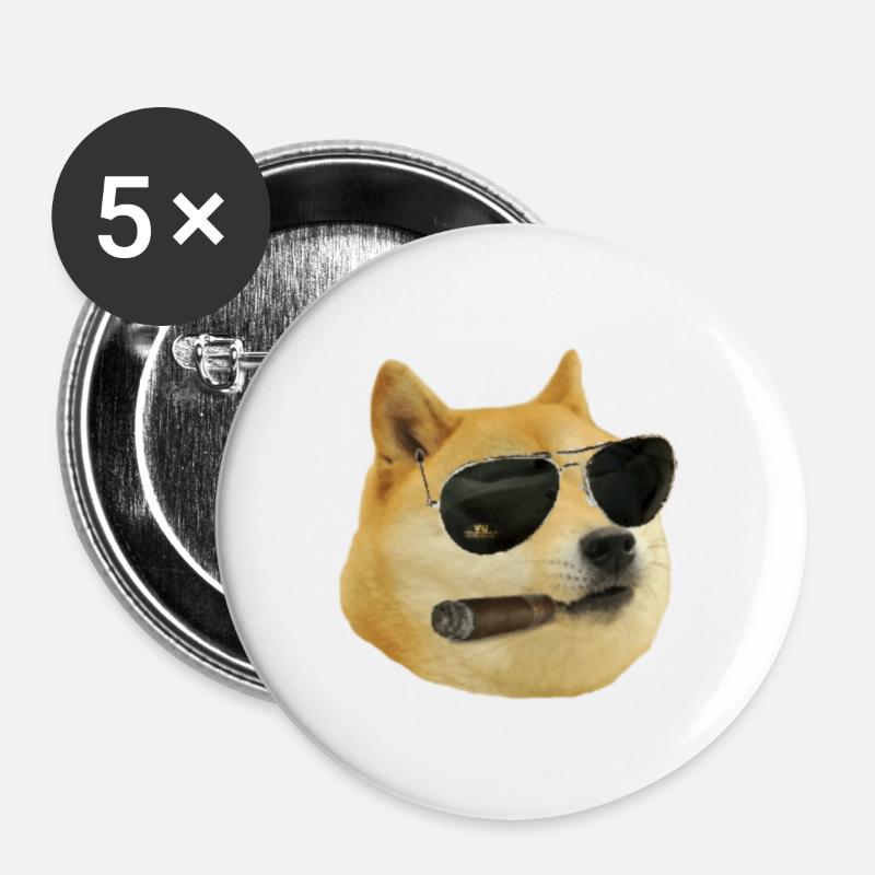 doge crack - Buttons small 1''/25 mm (5-pack) - white