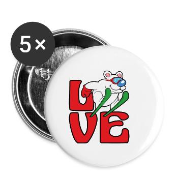 Eisbär Skier Skifahren Winter Sport Schnee - Buttons klein 25 mm (5er Pack) - Weiß - Vorne