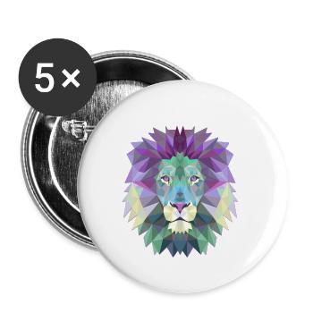 Lion Gift Triangle Polygon Lioness Feline Lion - Buttons small 1''/25 mm (5-pack) - white - Front