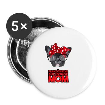 Französische Bulldogge Hund Mom Muttertagsgeschenk - Buttons klein 25 mm (5er Pack) - Weiß - Vorne