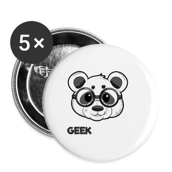 Geek Panda - Buttons klein 25 mm (5er Pack) - Weiß - Vorne