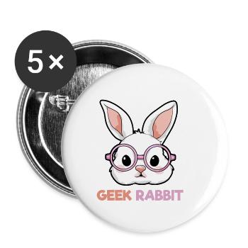 Geek Hase - Buttons klein 25 mm (5er Pack) - Weiß - Vorne